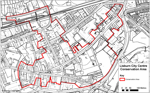 Map showing the Lisburn Conservation Area