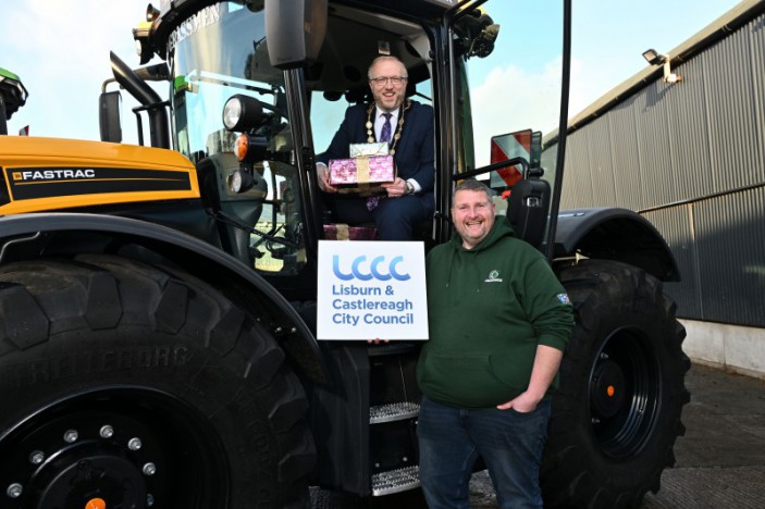 Santa Ditches reindeer for Tractor for Lisburn & Castlereagh Christmas Light Switch On Event  