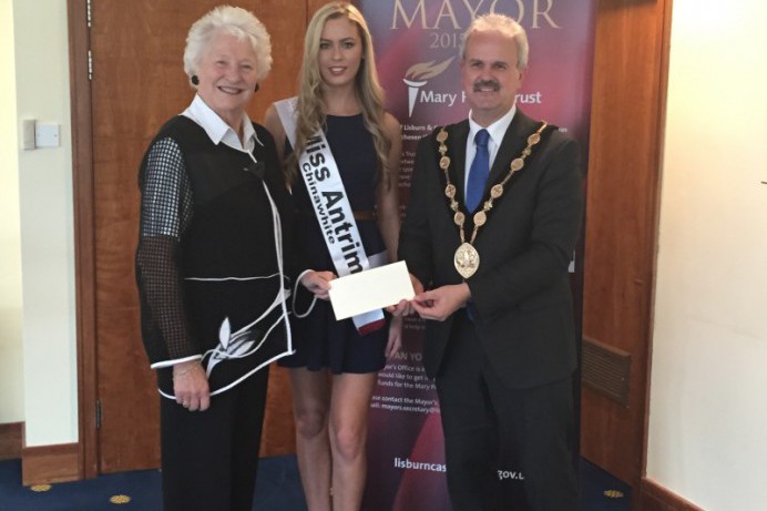 Miss Co. Antrim Presents Cheque to Mayor's Charity