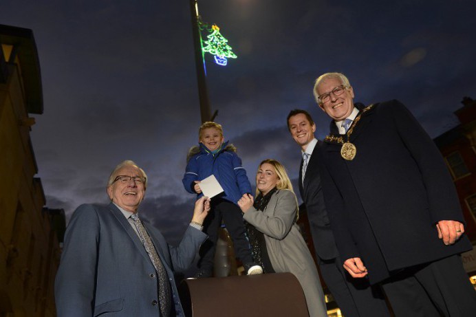 Rylee sees his drawing in lights at Lisburn Light Festival