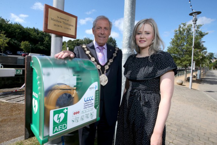 New defibrillator in honour of Matthew Thompson